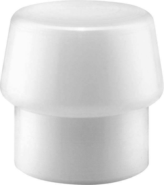 En hvid, cylinderformet gummi- eller plastfod, brugt som møbelfod eller støddemper, på hvid baggrund.
