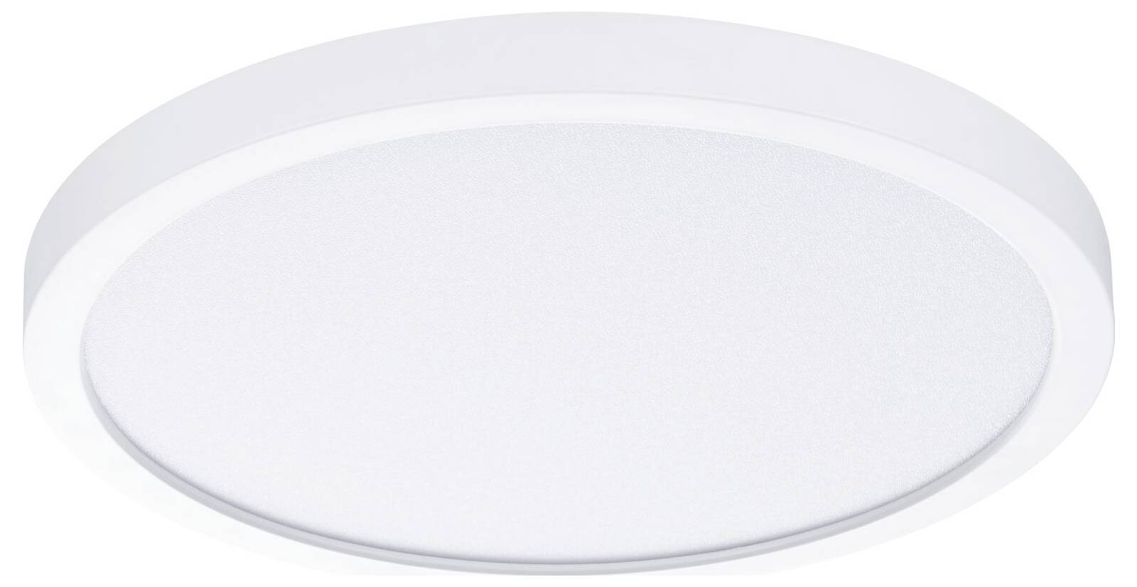 Rund LED-loftslampe med hvidt kabinet, egnet til moderne indvendige rum. Enkelt design, ideel til ensartet lysfordeling.