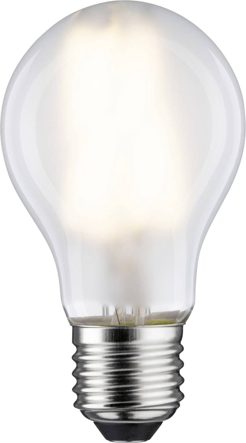 Et tændt elektrisk pæretag udsender varmt lys. Den har en klassisk form med metalfatting og klart glas.