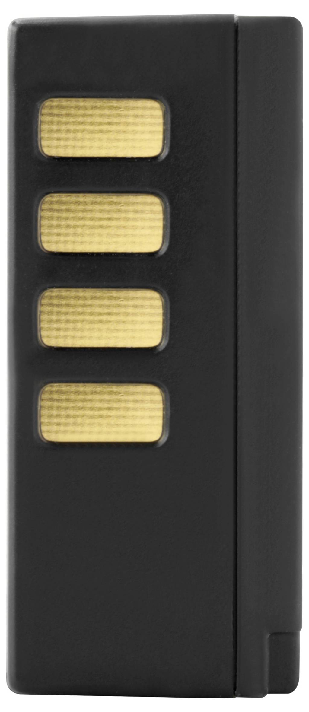 Sort USB-stick med fire gyldne stik på forsiden.