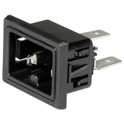 En rektangulær sort vippekontakt med to metalforbindelser. Egnet til elektroniske enheder eller kredsløb.