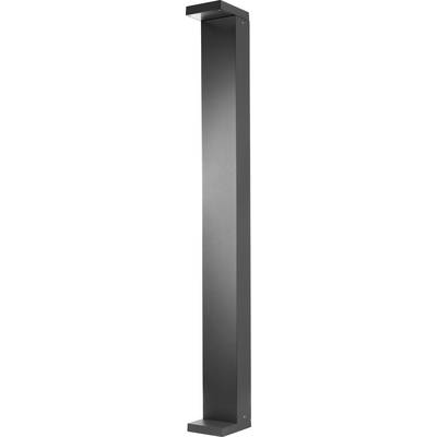 En enkel, moderne sort gulvlampe med rektangulær base og flad skærm, velegnet til minimalistisk rumindretning.