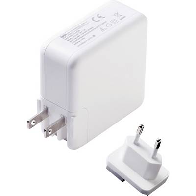 Et hvidt USB-strømforsyning med aftagelig EU-stikadapter, egnet til brug med elektroniske enheder.