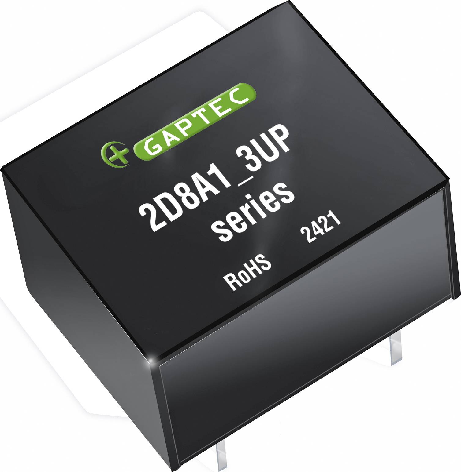 'GAPTEC 2D8A1_3UP serie, RoHS 2421' Komponent med to stikforbindelser, sort kabinet. Egnet til elektroniske anvendelser.
