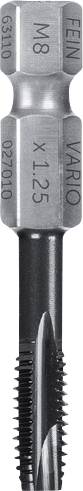 'VARO M8 x1.25' Skruehoved med gevindtap, egnet til metalbearbejdning, viser markeringer for specifikationer.