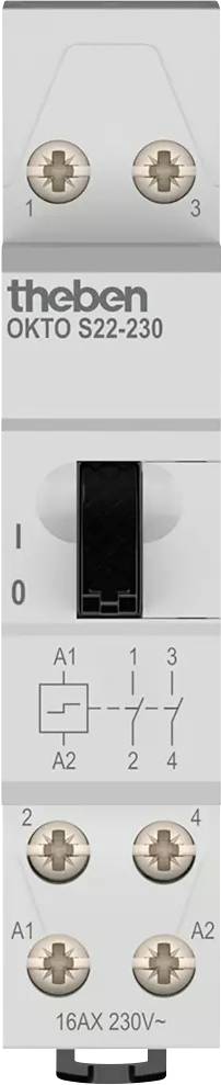 Strømstødskontakt DIN-skinne Theben OKTO S22-230 1 x sluttekontakt 230 V/AC 16 A 2600 W Piece 1 stk