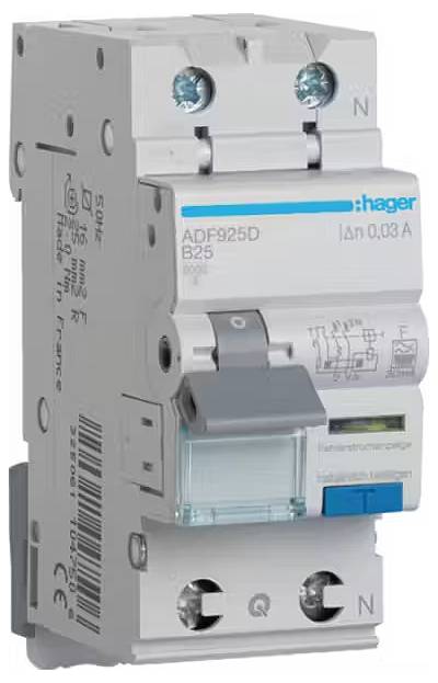 Hager ADF925D FI-sikkerhedsafbryder/automatsikring 2-polet 25 A 0.03 A 230 V