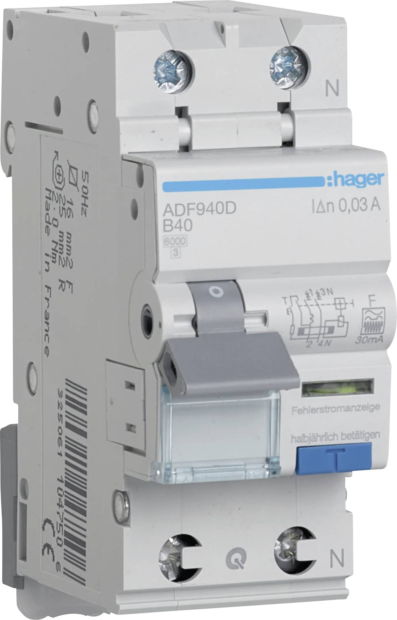 Hager ADF940D FI-sikkerhedsafbryder/automatsikring 2-polet 40 A 0.03 A 230 V