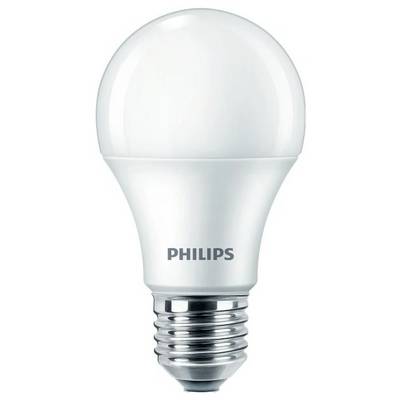 En hvid LED-pære med skruefatning påtrykt 'Philips'. Ideel til energibesparende belysning.