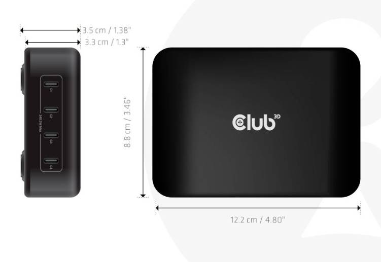 club3D CAC-1918 USB-oplader 240 W 4 x USB-C® Power Delivery Sort-4