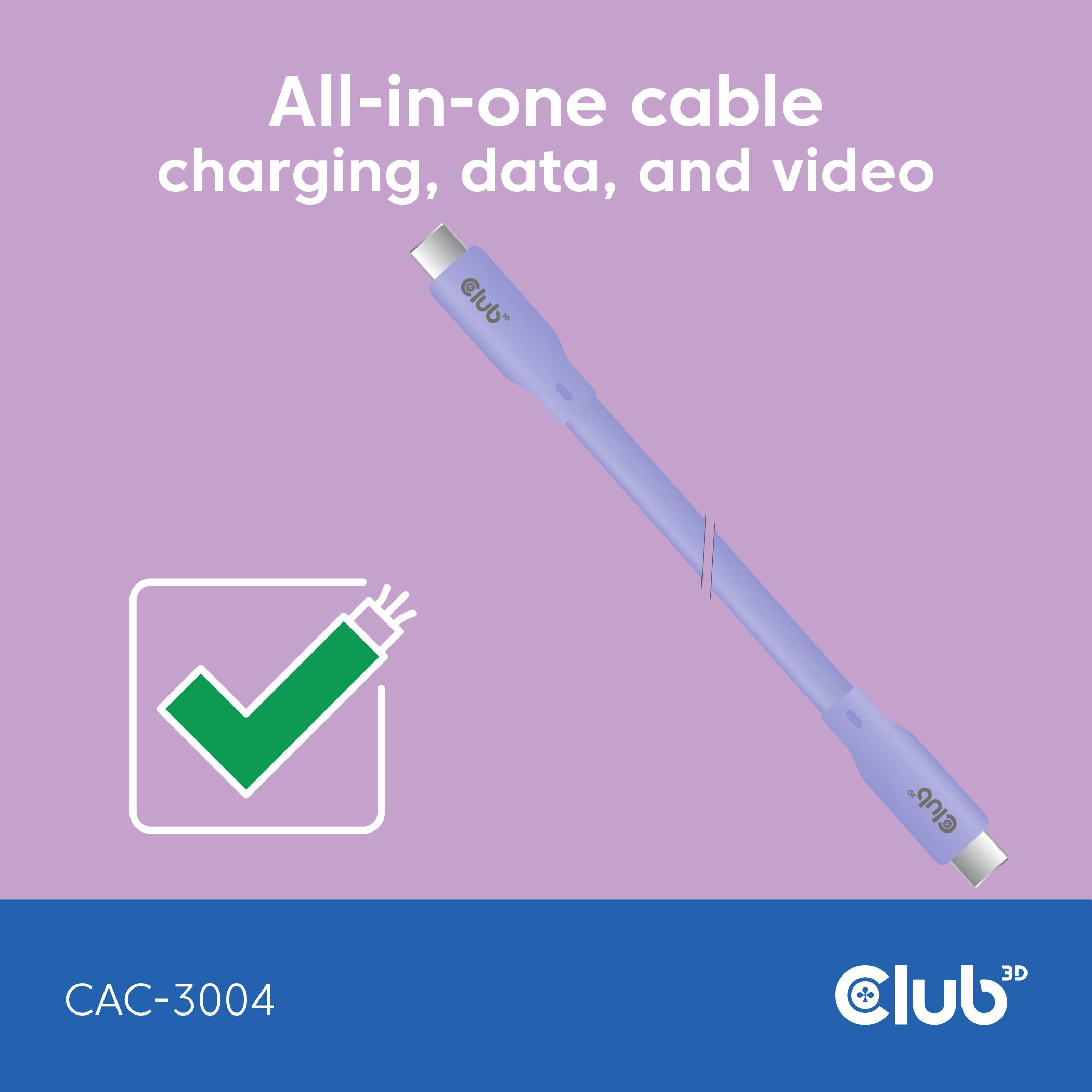 club3D USB-C kabel USB4™ USB-C® stik 2.00 m Violet CAC-3004-2