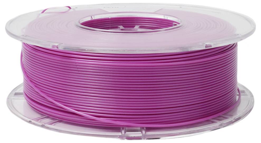 En transparent spole med lyserødt 3D-printerfilament, klar til brug i 3D-printerprojekter.