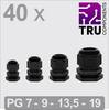 TRU COMPONENTS TC-13448344 Kabelforskruning Polyamid Sort 40 stk