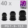 TRU COMPONENTS TC-13448352 Kabelforskruning PG7, PG9, PG13 Polyamid Sort 40 stk