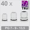 TRU COMPONENTS TC-13448364 Kabelforskruning PG7, PG9, PG13 Polyamid Grå 40 stk