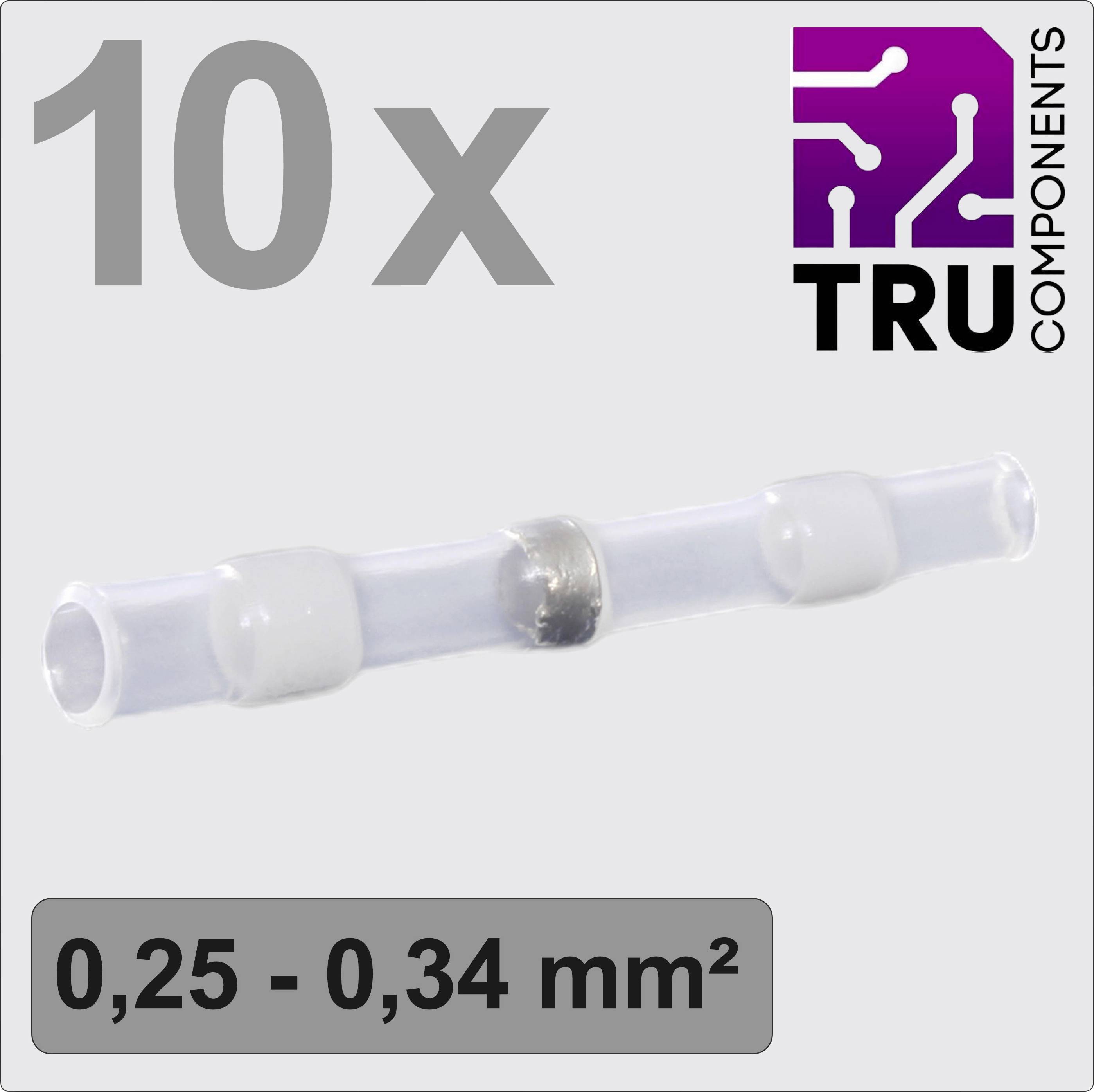 10 stk. transparente stødsamlere fra TRU COMPONENTS til ledertværsnit på 0,25 til 0,34 mm².