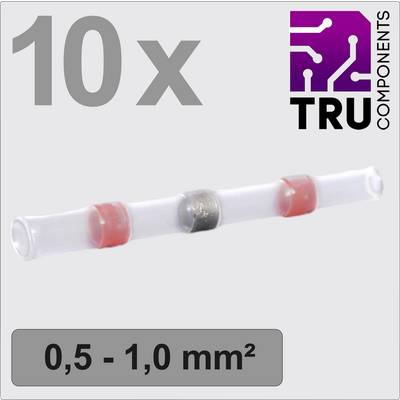 '10x TRU COMPONENTS Krympeslangsamlere til kabler 0,5-1,0 mm², gennemsigtige med røde og sorte markeringer.'