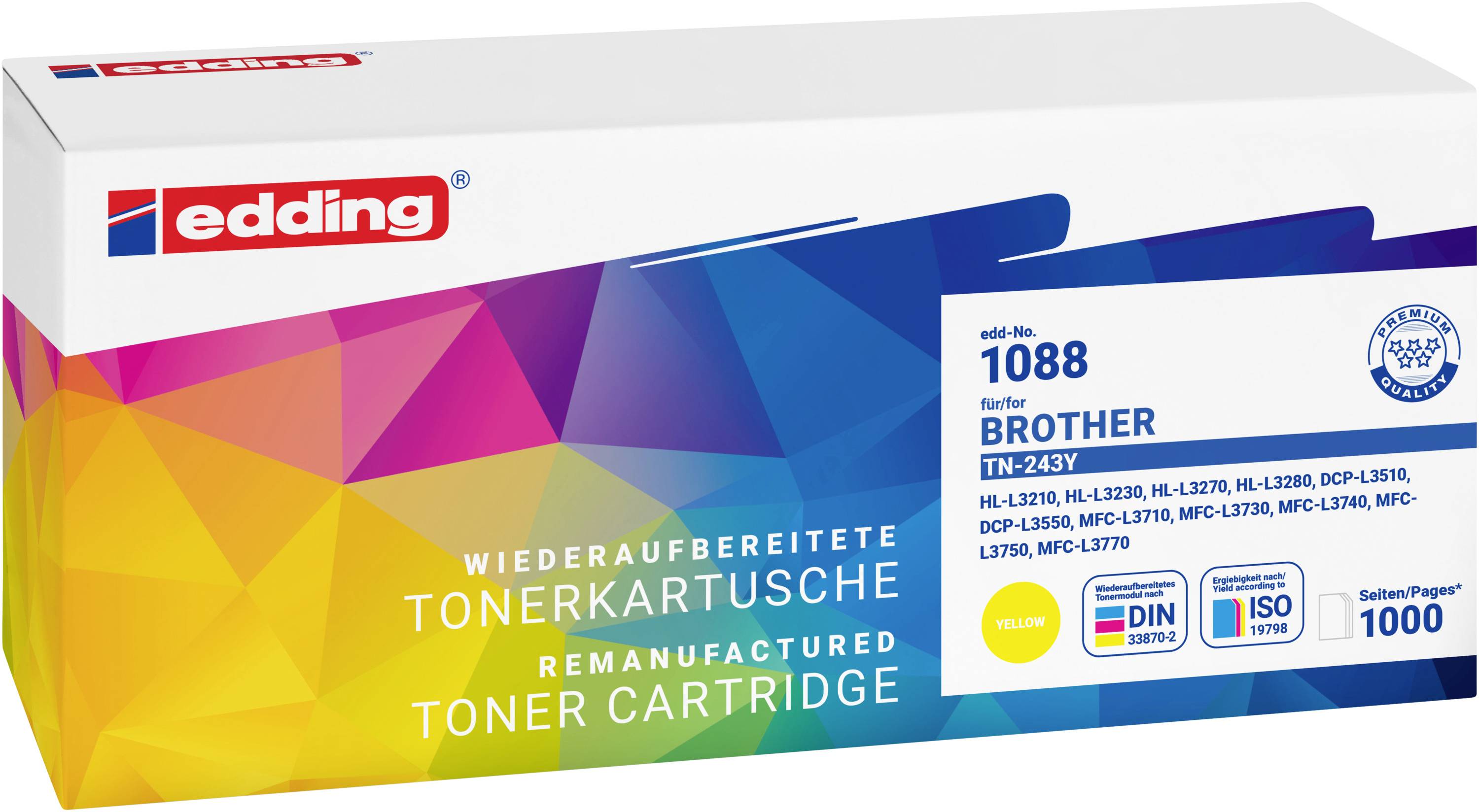Edding Tonere erstatter Brother TN-243Y Kompatibel Gul 1000 Sider EDD-1088 18-1088-0