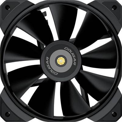 Sort computerfan i nærbillede, med flere rotorblade, egnet til køling af elektroniske enheder.