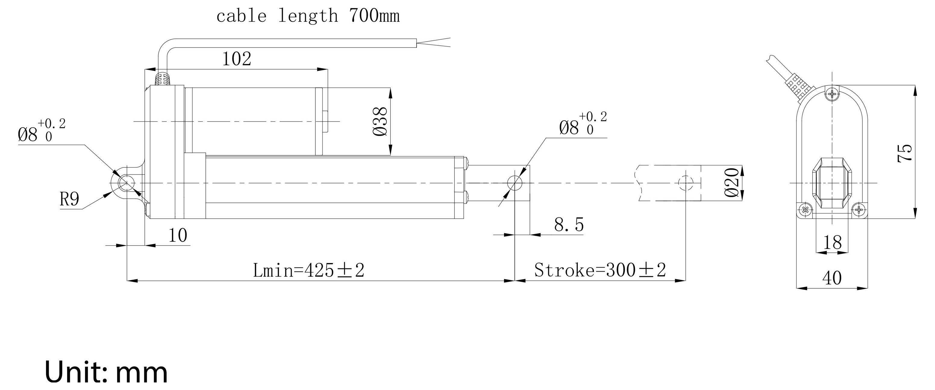 TRU COMPONENTS Elektrocylinder TC24-300-1000 TC-13492820 Slaglængde 300 mm Fremdrift 1000 N 24 V/DC 1 stk-5