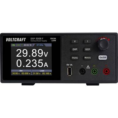 VOLTCRAFT DSP-3008 F Laboratoriestrømforsyning, indstillelig 0 - 30 0 - 8 A 120 W USB uden blæser Antal udgange 1 x-0