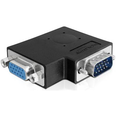 En VGA-kabeladapter med et hun- og et hanstik, overvejende i sort og sølv.
