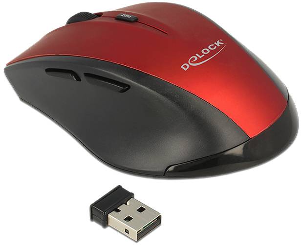 Delock 12493 Ergonomisk mus USB Optisk Sort, Rød 5 Knapper 1600 dpi Ergonomisk korrekt-3
