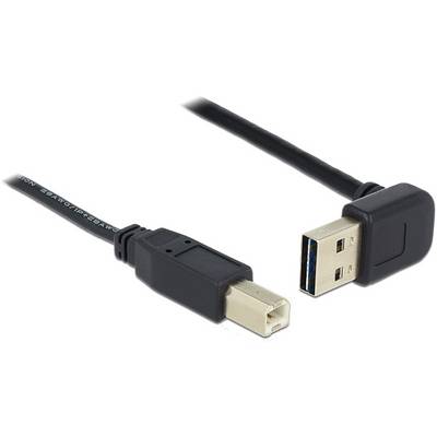 USB-kabel med vinklet stik og standard stik. Velegnet til forbindelser, der kræver minimal plads bag enheden.