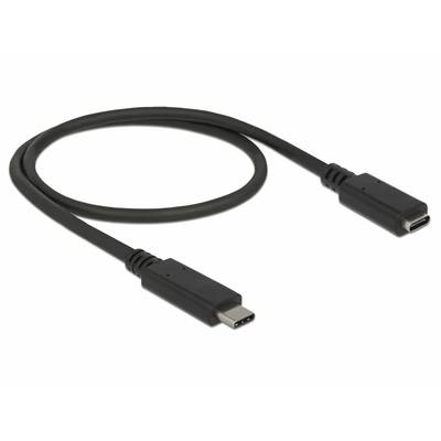 USB-C-kabel i sort, bestående af to identiske stik i hver ende, på hvid baggrund.