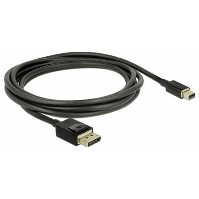Et sort DisplayPort-til-Mini-DisplayPort-kabel, egnet til at forbinde en skærm med en computer.