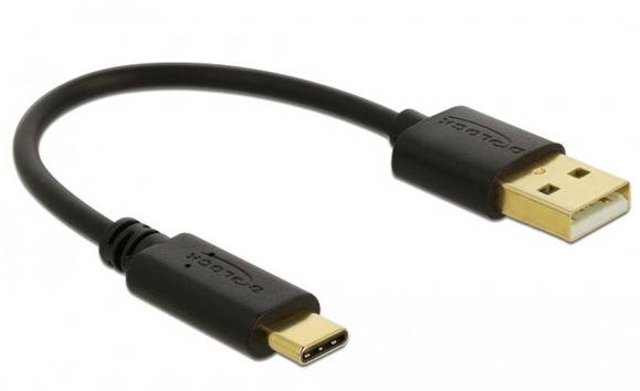 Delock USB-kabel   USB-A-hanstik, USB-C® stik 0.15 m Sort  85354