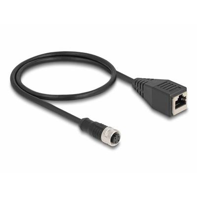 Kabel med M12-stik på den ene side og RJ45-stik på den anden side, velegnet til industrielle netværk.