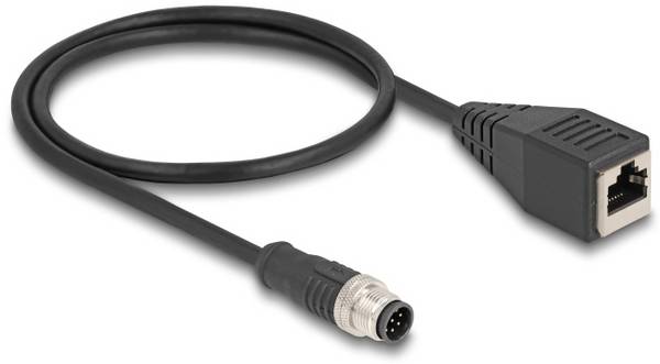Delock 60621 RJ45 / M12 Netværkskabel, patchkabel CAT 5e S/FTP 0.50 m Sort dobbeltskærmet 1 stk