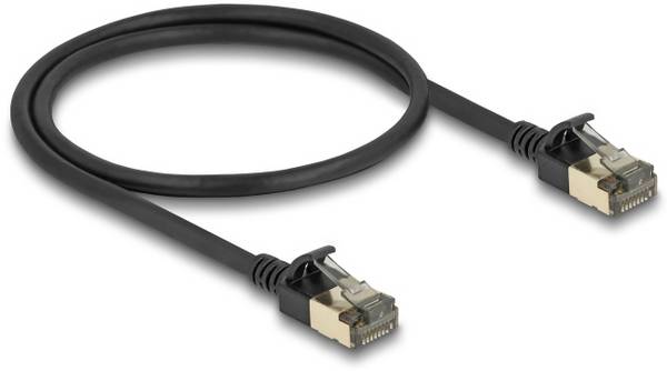 Delock 80338 RJ45 Netværkskabel, patchkabel CAT 8.1 F/FTP 0.50 m Sort Slimline 1 stk
