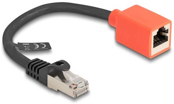 Delock 88197 RJ45 Netværkskabel, patchkabel CAT 6A S/FTP 0.20 m Sort, Rød Afskærmet 1 stk