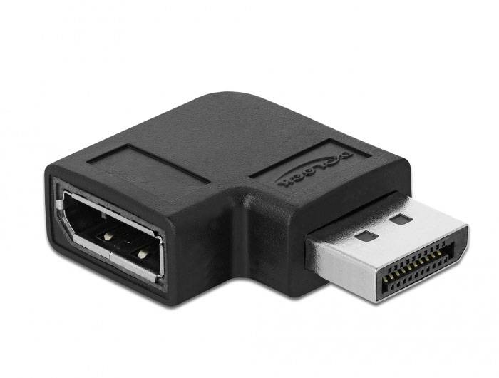 En sort adapter med et DisplayPort-stik og et HDMI-stik, som muliggør forbindelsen mellem DisplayPort- og HDMI-enheder.