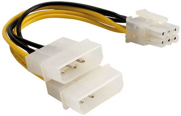 Delock Strøm Tilslutningskabel [1x  - 2x ] 15 cm Sort, Hvid, Gul