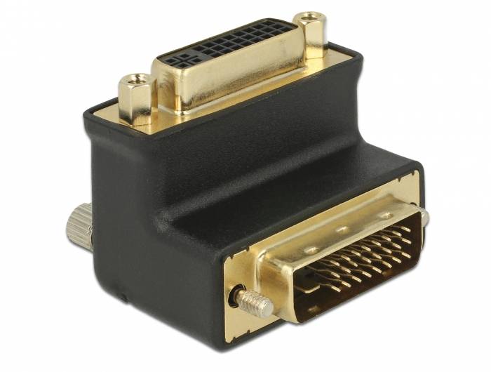 Adapter med DVI- og VGA-stik, primært anvendt til at forbinde computere med skærme eller projektorer.