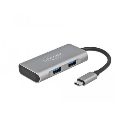 Delock 63261 USB-hub 3+1 porte USB-A, USB-C® USB 3.2 Gen2 10 GBit/s med USB-C-stik Sort, Grå 63261-0