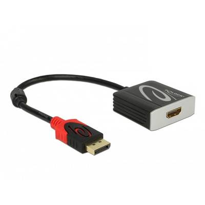 Et kabel med et DisplayPort-stik på venstre side, som er forbundet med en HDMI-adapter på højre side.