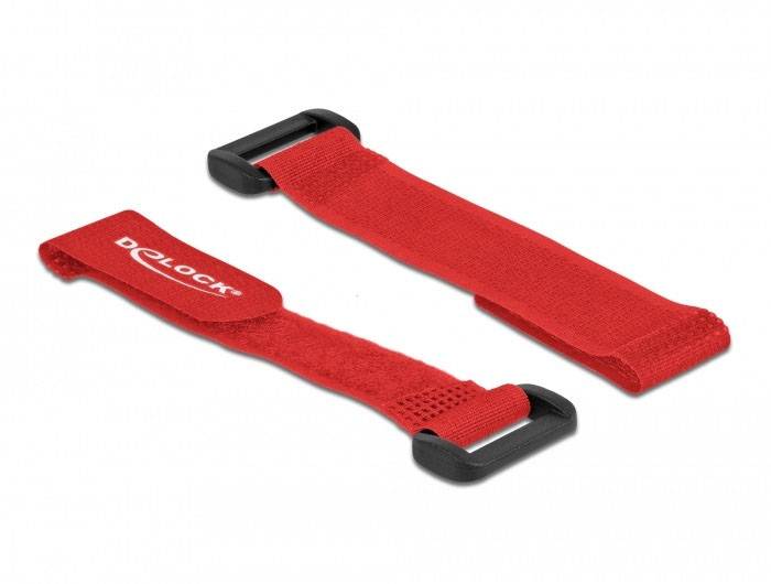 Delock Burrebåndkabelbinder til samling (L x B) 150 mm x 20 mm Rød 5 stk-2