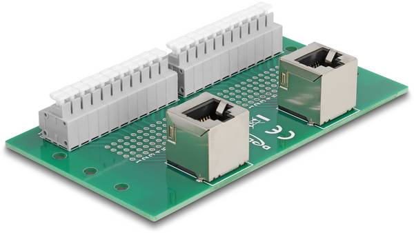 Delock RJ50 Netværk Adapter  [2x RJ50 bøsning - 2x Fatning]  Grøn, Grå
