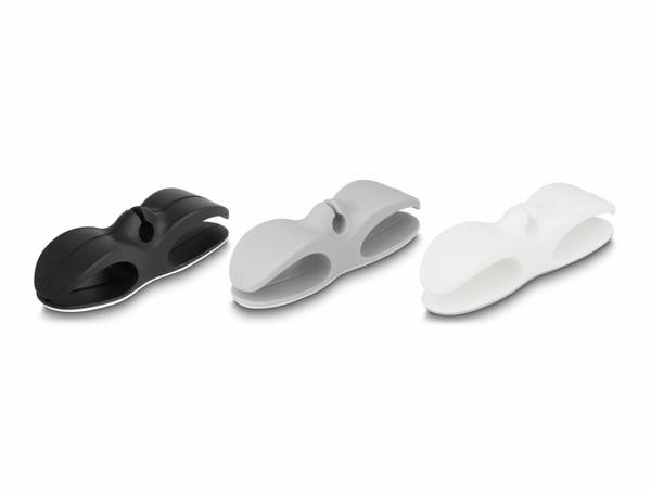 Delock 18443 Kabel-holdeclip Silikone Hvid, Grå, Sort  (Ø x H) 8 mm x 2.8 cm 1 Set