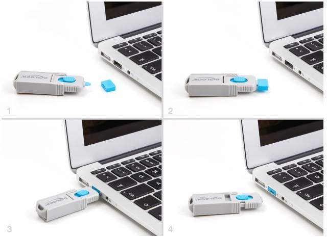 Delock USB-port 20923 Blå , Grå 20923-5
