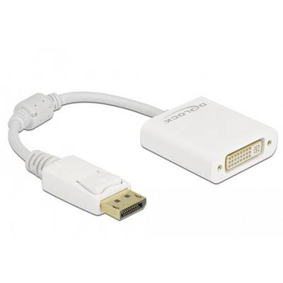 Hvidt adapterkabel til konvertering fra DisplayPort til DVI, velegnet til forbindelse mellem computere og skærme.