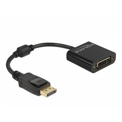 DisplayPort til DVI-adapterkabel; sort; konverterer DisplayPort-udgange til DVI-indgange til videotransmission; Delock-mærke.