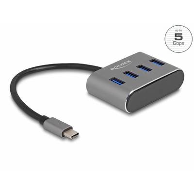 Delock 63223 USB-hub 4 porte USB-A USB 3.2 Gen1 5 GBit/s med USB-C-stik Sort 63223-0