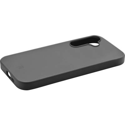 Sort smartphone-etui med kamerahul og let afrundede hjørner. Ligger let skråt på lys baggrund.