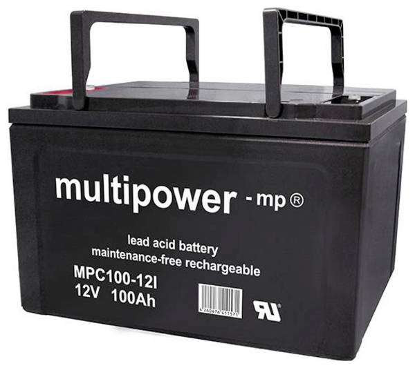 multipower MPC100-12I Blybatteri 12 V 100 Ah Blyfleece (B x H x T) 338 x 217 x 170 mm M6 skruetilslutning Cyklusstabilt, Vedligeholdelsesfri, Lav selvafladning