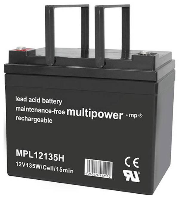 multipower MPL12135H Blybatteri 12 V 36 Ah Blyfleece (B x H x T) 197 x 168 x 131 mm M5 skruetilslutning Vedligeholdelsesfri, Lav selvafladning
